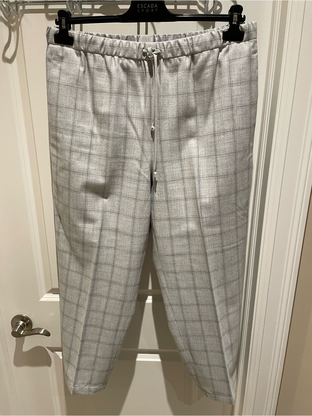 Babaton Gray Windowpane Drawstring Men's Pants